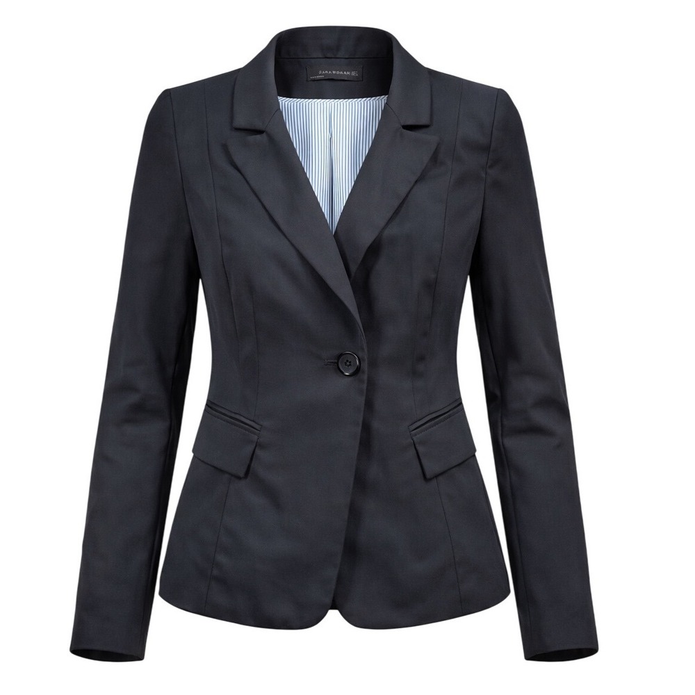 Zara Black Single-Button Tailored Blazer